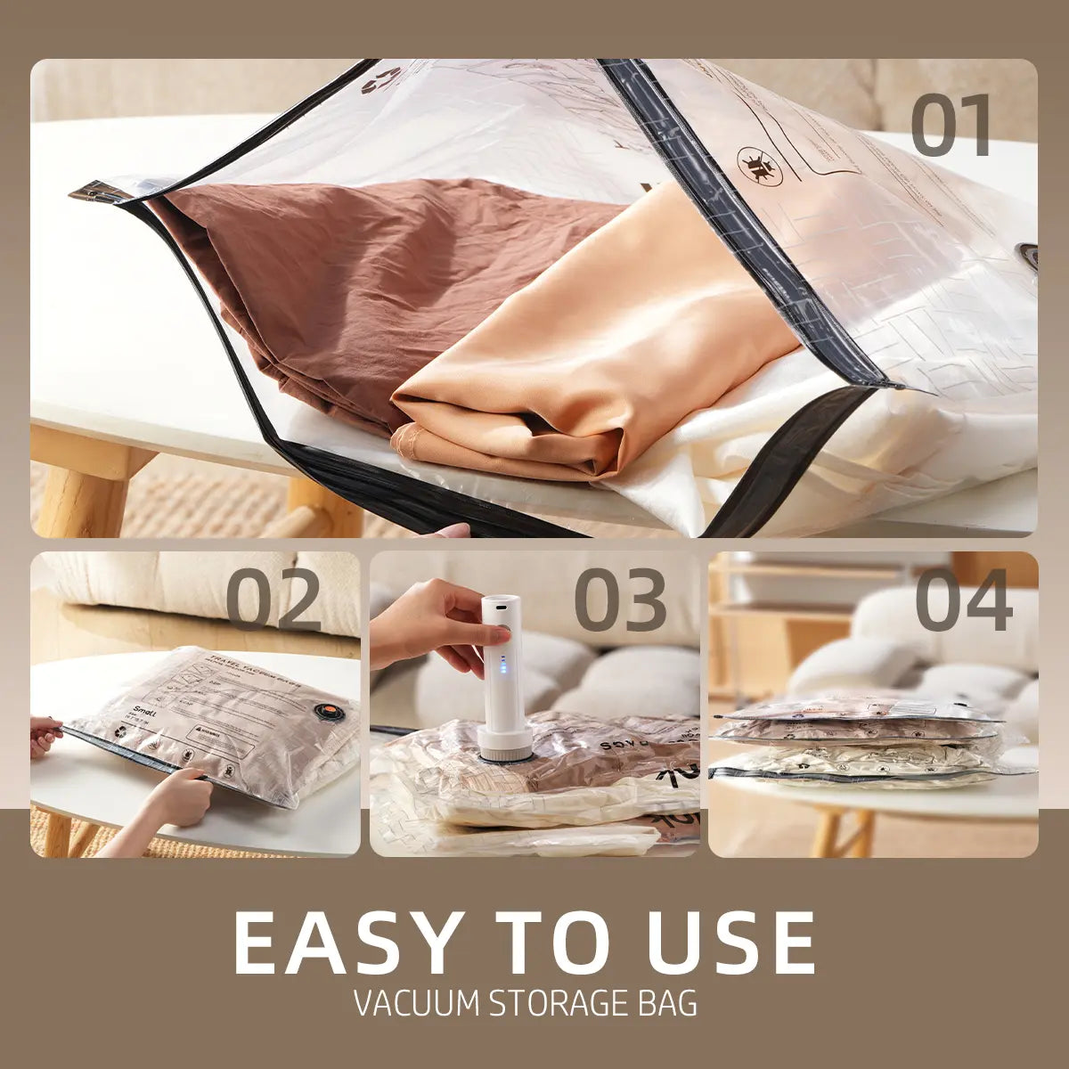 Inspink Travel Vacuum Seal Storage Bags with USB Pump