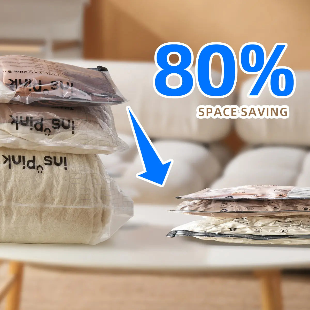 Inspink Travel Vacuum Seal Storage Bags with USB Pump