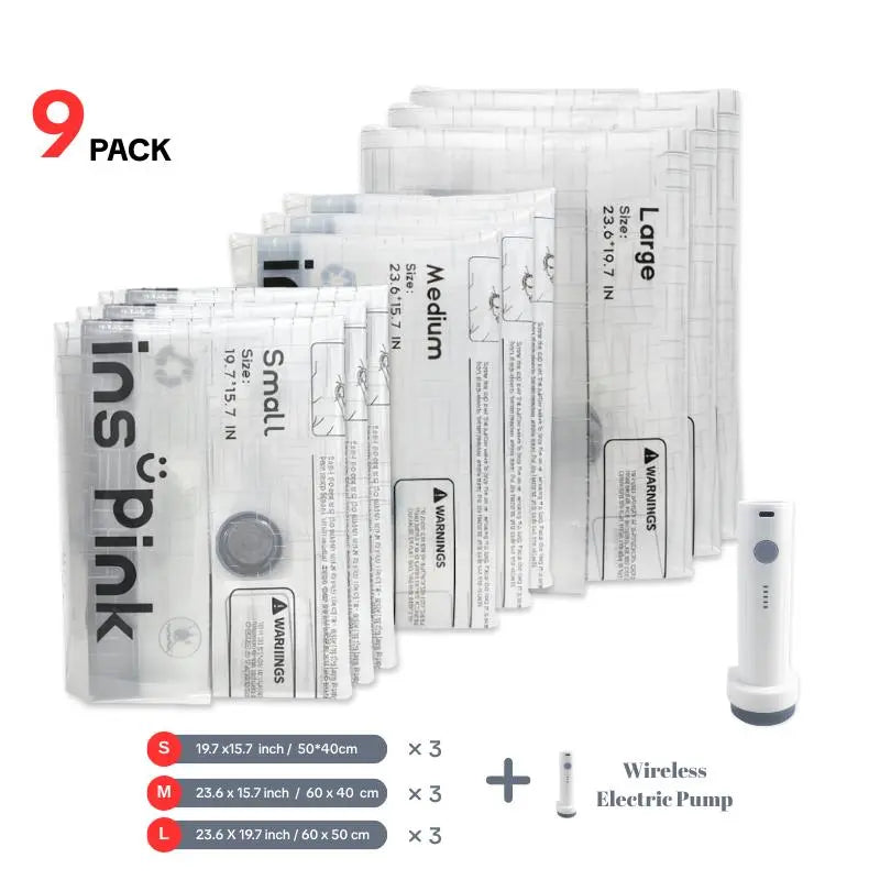 Inspink Travel Vacuum Seal Storage Bags with USB Pump